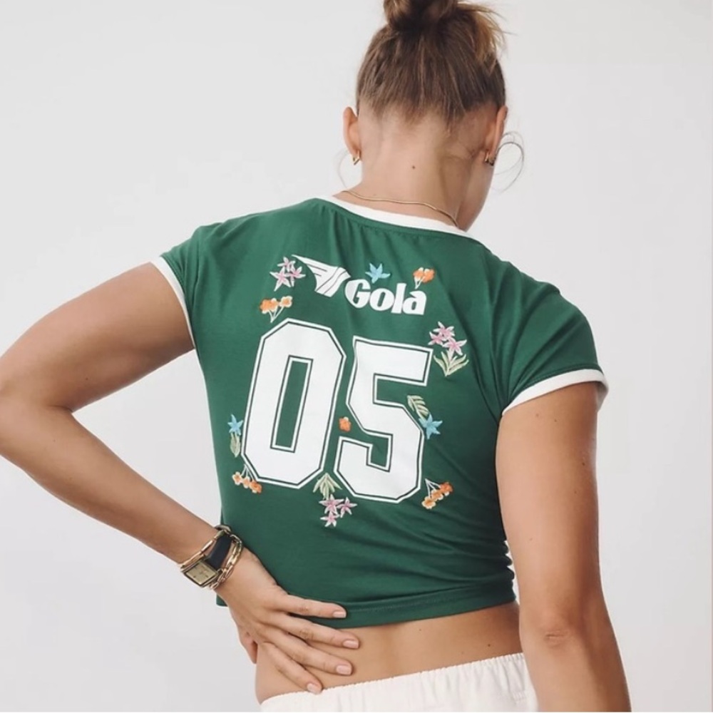 ‼️SALE‼️ Gola x Anthropologie Runner Cropped Baby Tee Size Medium retro